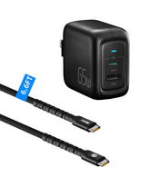 imuto USB C 充電器 65W,100W USB C 轉 USB C 連接線(6.6 英尺尼龍線)