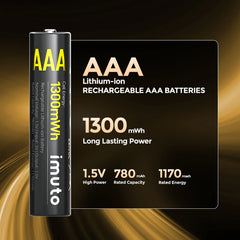 Imuto 1300mWh 鋰離子 AAA 充電電池 – 8 節裝