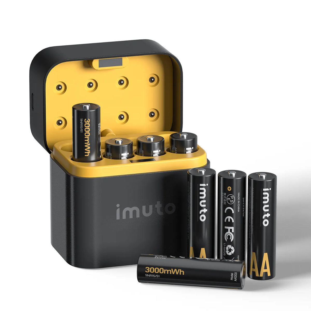 Imuto 3000mWh AA 鋰電池套裝，含 8 槽充電器，8 節裝